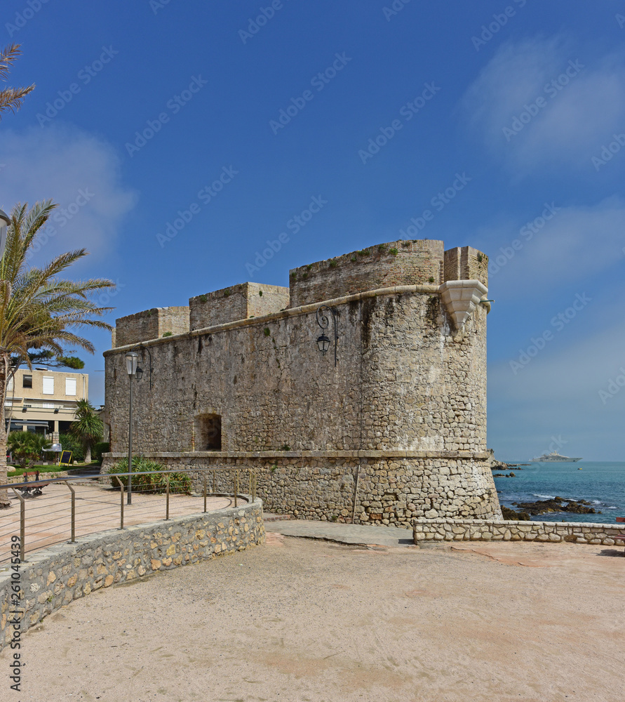 Old Fortification on the beach at Cap d'Antibes France