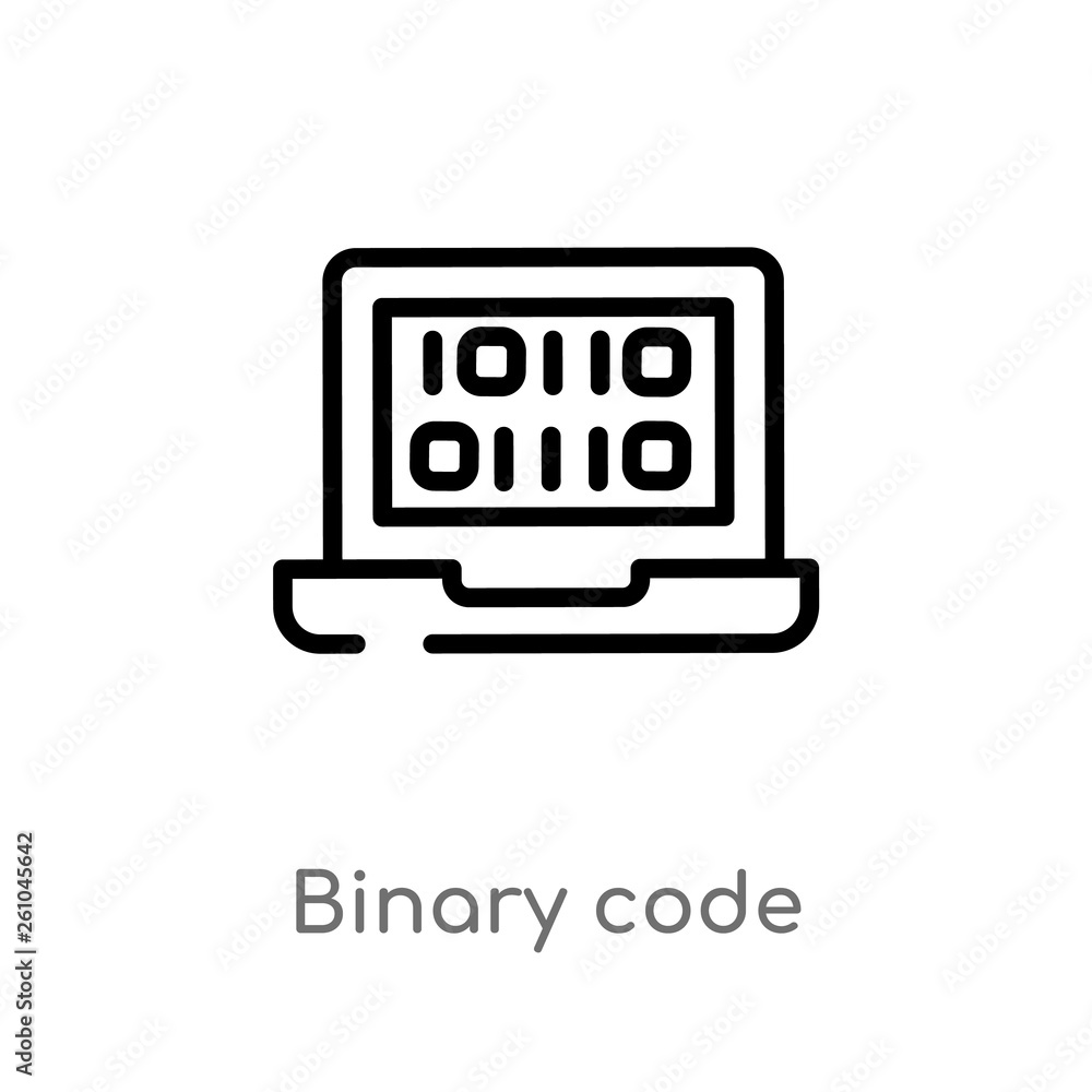 outline binary code vector icon. isolated black simple line element ...