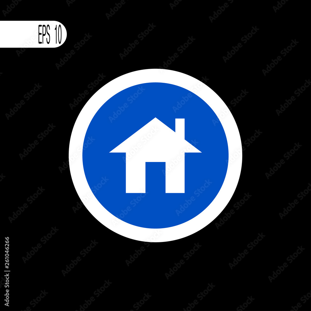 Round sign white thin line. Home, house sign, icon - vector illustration Round sign white thin line. Home, house sign, icon - vector illustration