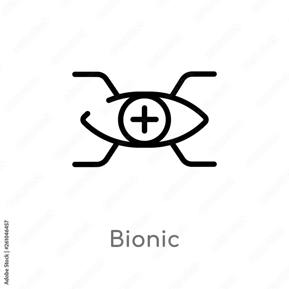 outline bionic vector icon. isolated black simple line element illustration from augmented reality concept. editable vector stroke bionic icon on white background outline bionic vector icon. isolated black simple line element illustration from augmented reality concept. editable vector stroke bionic icon on white background