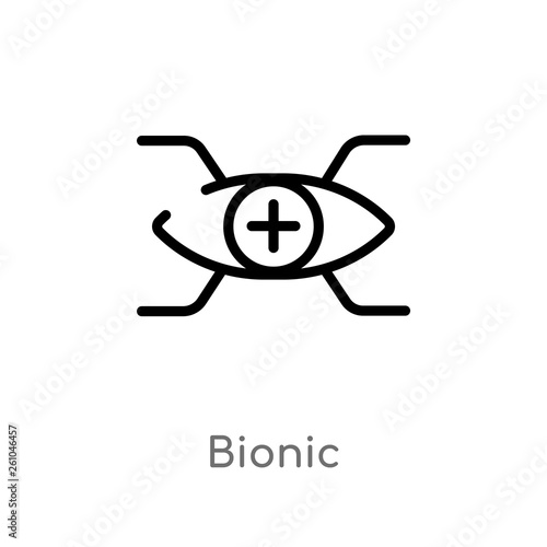 outline bionic vector icon. isolated black simple line element illustration from augmented reality concept. editable vector stroke bionic icon on white background