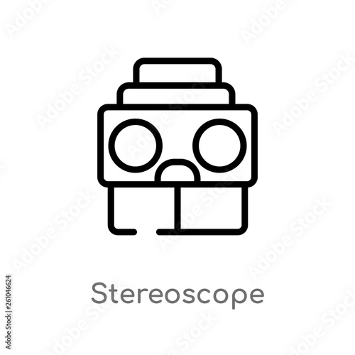 outline stereoscope vector icon. isolated black simple line element illustration from augmented reality concept. editable vector stroke stereoscope icon on white background