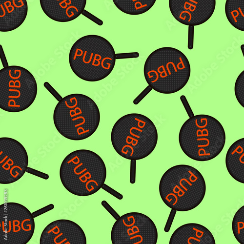 Original PUBG text pattern on the pan on a light green background. Vector illustration