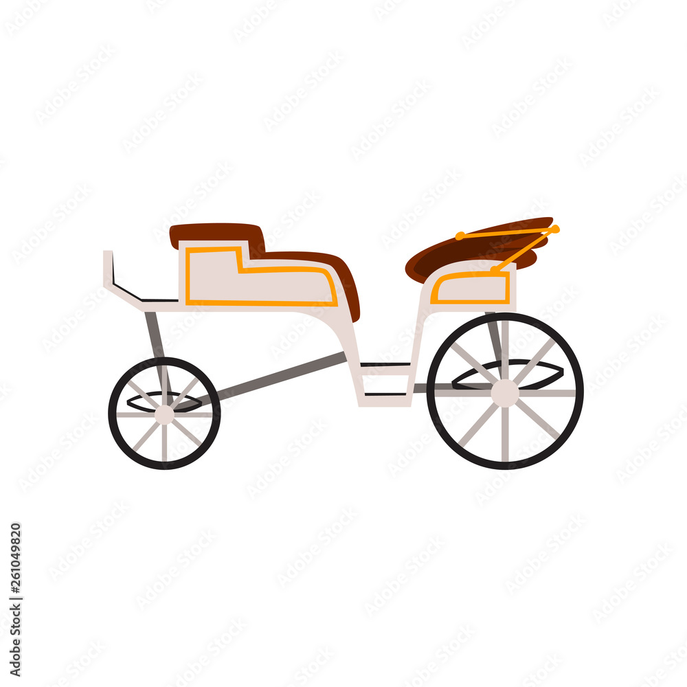 Retro carriage, wedding coach, antique vehicle vector Illustration on a white background