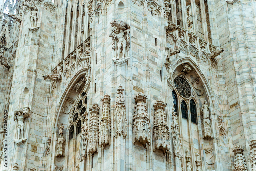 Close-up on the detail of famous Cathedral in Milano