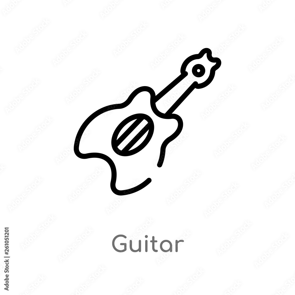 outline guitar vector icon. isolated black simple line element illustration from brazilia concept. editable vector stroke guitar icon on white background outline guitar vector icon. isolated black simple line element illustration from brazilia concept. editable vector stroke guitar icon on white background