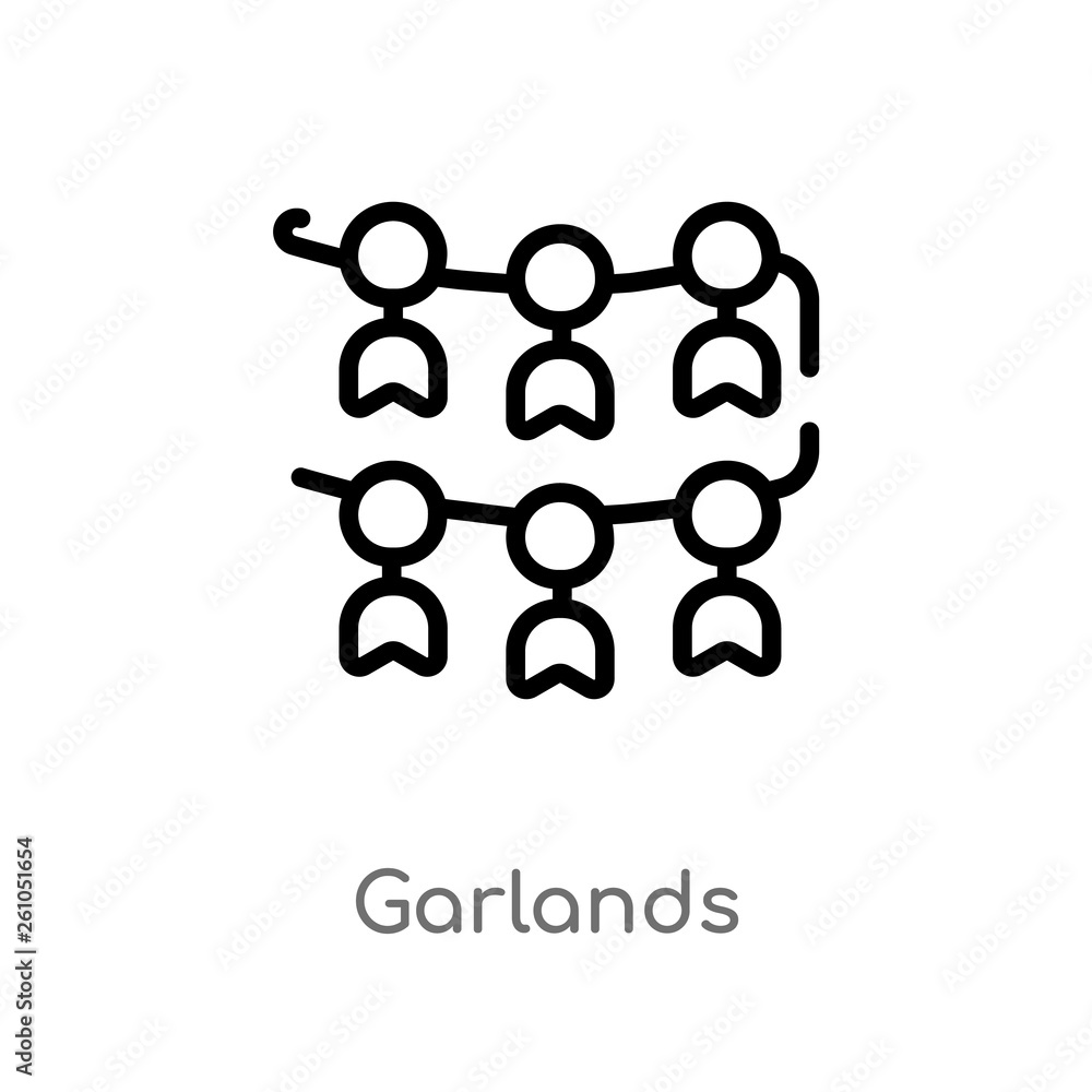 outline garlands vector icon. isolated black simple line element illustration from brazilia concept. editable vector stroke garlands icon on white background outline garlands vector icon. isolated black simple line element illustration from brazilia concept. editable vector stroke garlands icon on white background