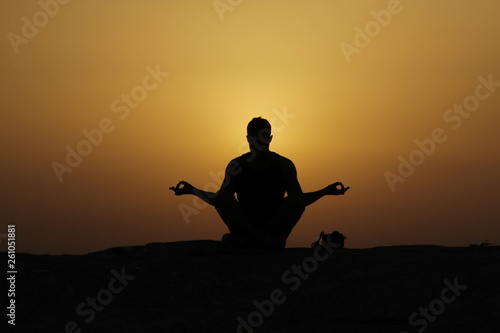 sunset silhouette namaste yoga karma ying yang