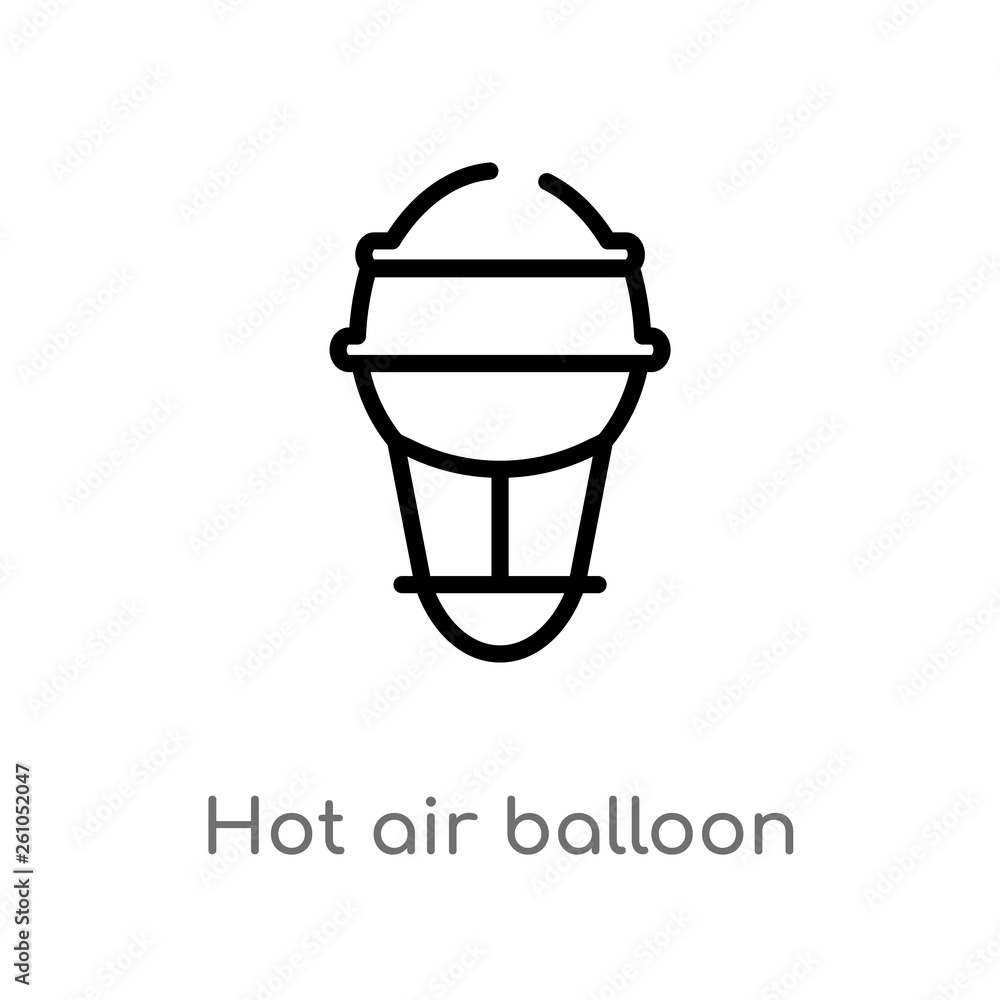 outline hot air balloon vector icon. isolated black simple line element illustration from brazilia concept. editable vector stroke hot air balloon icon on white background outline hot air balloon vector icon. isolated black simple line element illustration from brazilia concept. editable vector stroke hot air balloon icon on white background