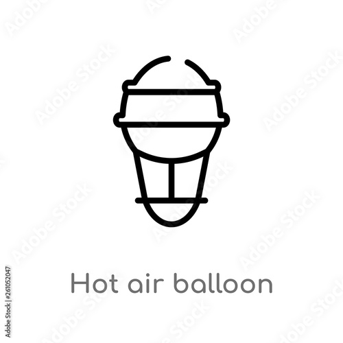 outline hot air balloon vector icon. isolated black simple line element illustration from brazilia concept. editable vector stroke hot air balloon icon on white background