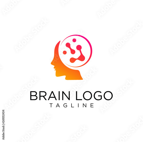 Brain Tech Logo .Tech logo, Pixel Head logo concept vector, Robotic Technology Logo template designs illustration	