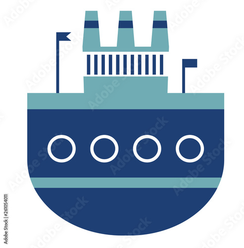 Blue ship flat illustration