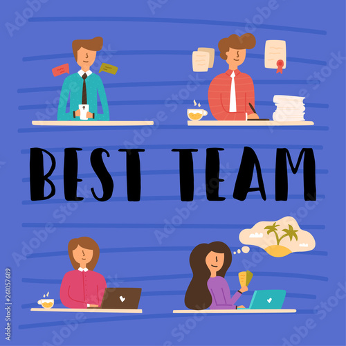 Vector Flat young team of young professionals