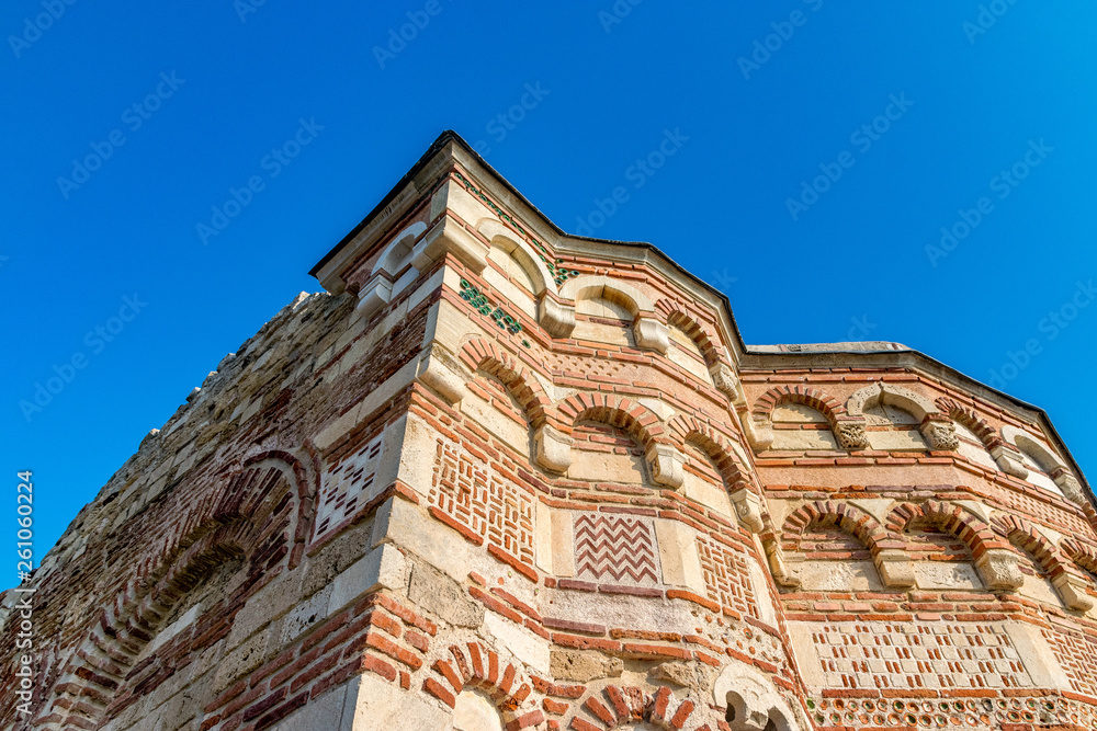 Church of St John Aliturgetos in Nessebar ancient city on the Bulgarian Black Sea Coast. Nesebar or Nesebr is a UNESCO World Heritage Site. The old church on a beautiful sunny day with blue sky