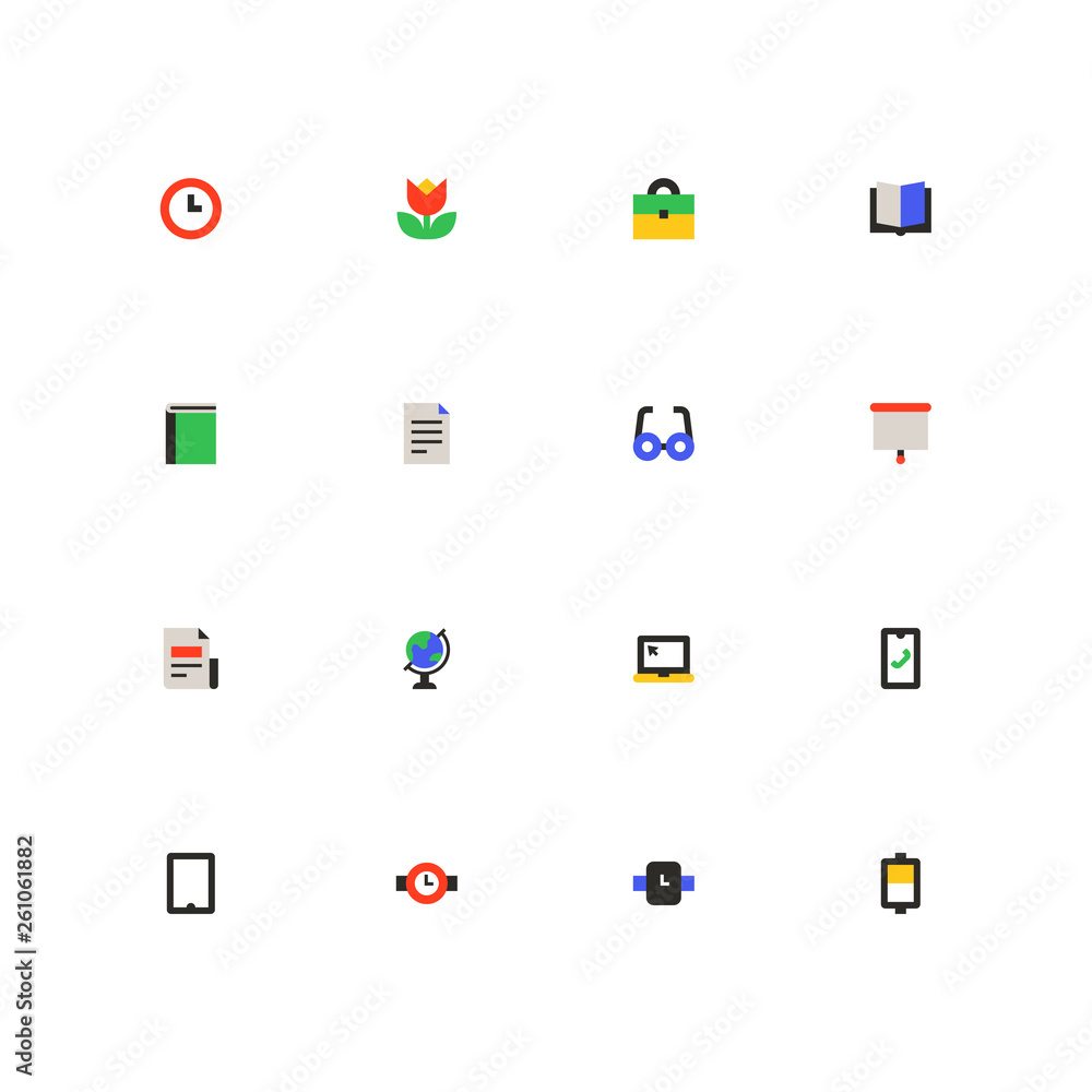 Business and education - colorful material design icons set Business and education - colorful material design icons set