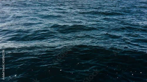 Surface of a rippling deep blue sea water.