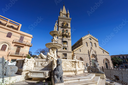 MESSINA, ITALY - NOVEMBER, 06 - Messina Duomo Cathedral with astronomical clock and fountain of Orion