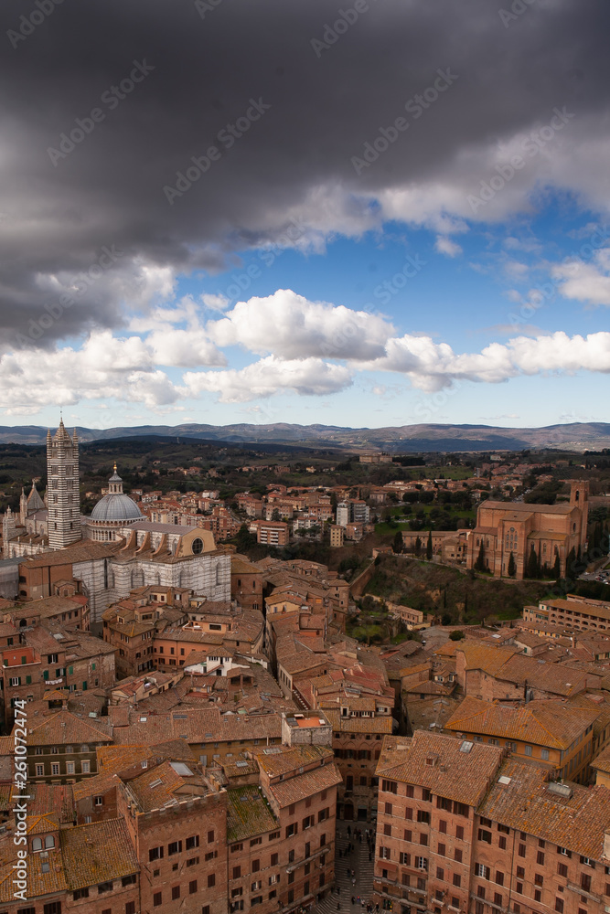 Top view of the famous Italian city of Siena on a cloudy day Top view of the famous Italian city of Siena on a cloudy day