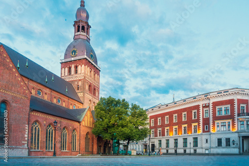 RIGA, LATVIA - August 28, 2017: St.Peter's Church in Old Town Riga, Latvia