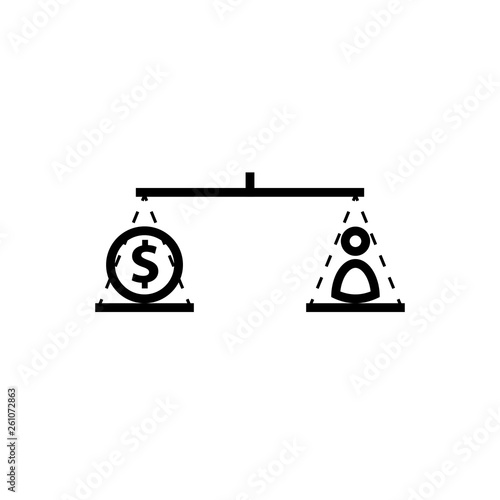 Labor cost concept outline icon. Clipart image isolated on white background