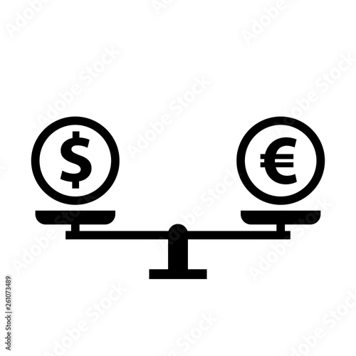 Money compare concept silhouette icon. Clipart image isolated on white background