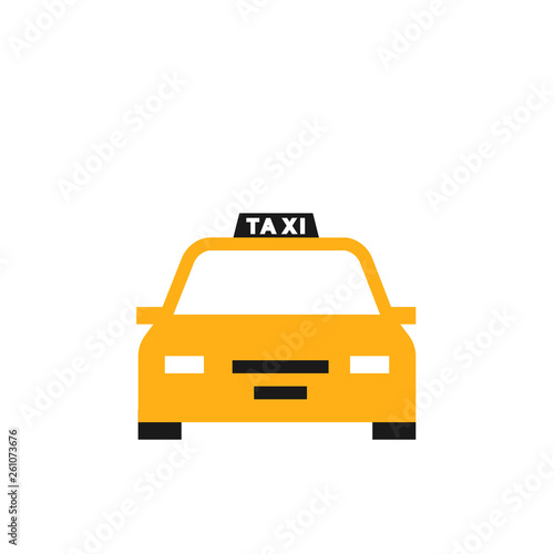 Yellow taxi icon. Clipart image isolated on white background