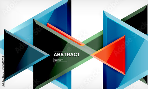 Free Download Triangles repetiton geometric abstract background, multicolored glossy triangular shapes, hi-tech poster cover design or web presentation template with copy space - GFXLoad