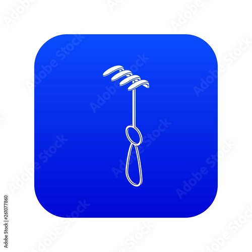 Medical sharp hook icon blue vector isolated on white background