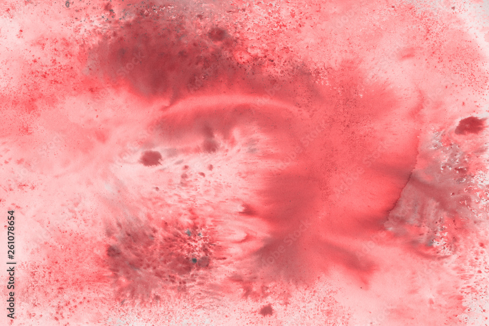 Fototapeta premium Red watercolor and ink paper textures on white background. Chaotic stylish abstract organic design.