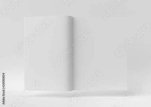 Creative minimal paper idea. Concept white Book with white background. 3d render, 3d illustration.