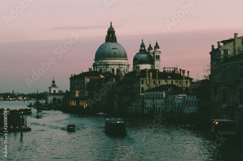 Grand Canal at night with Basilica Santa Maria della Salute, Venice, Italy