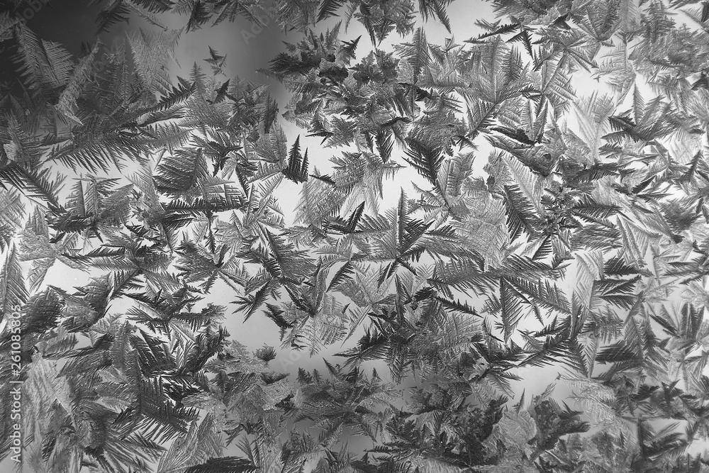 Black and white drawings on the glass in the frost Black and white drawings on the glass in the frost