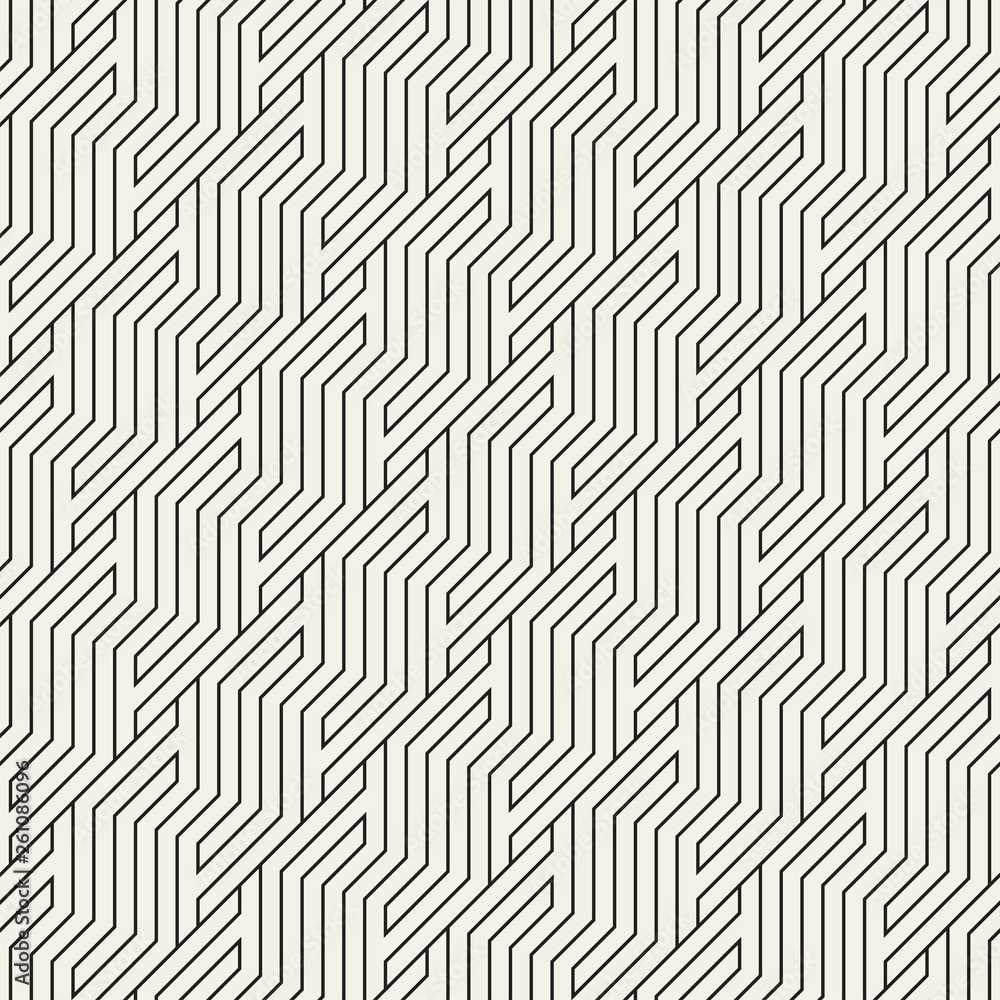 Vector stylish seamless pattern. Geometric striped zigzag ornament. Simple slanted lines background.