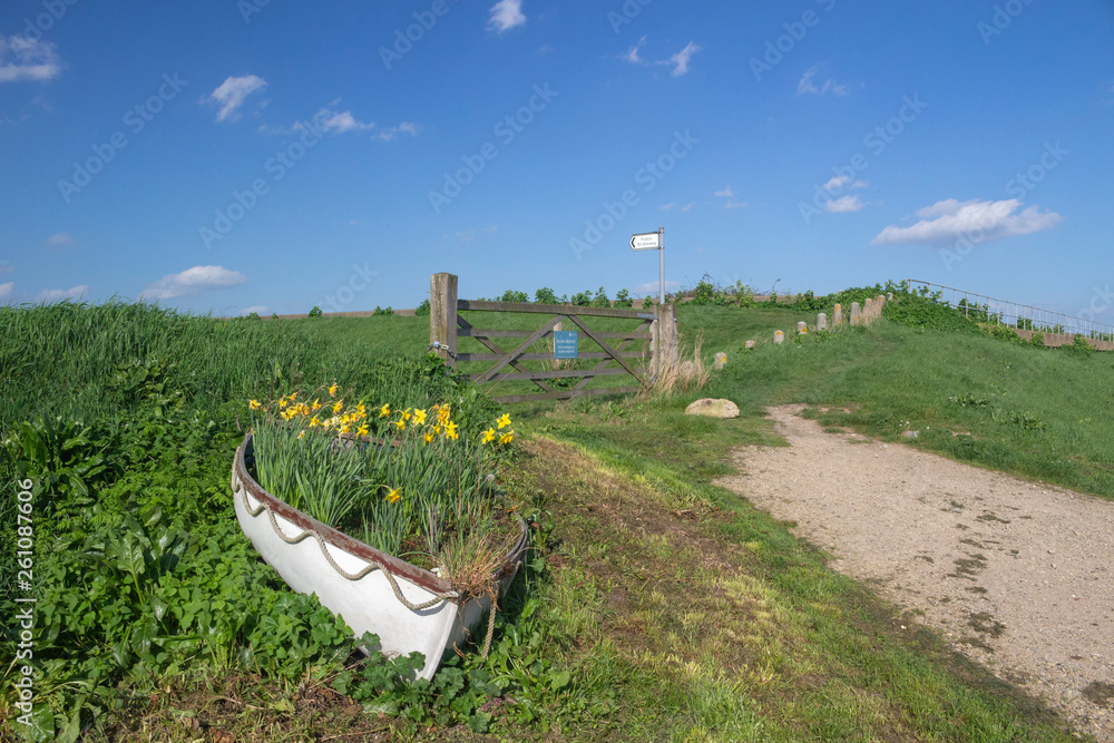 Entrance to a bridle pathway on Canvey Island, Essex, England Stock