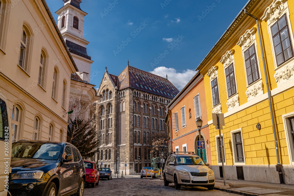 the view on the street of Olds town in Budapest, Hungary