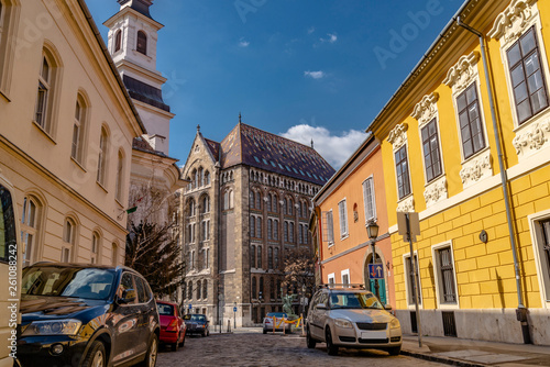 the view on the street of Olds town in Budapest, Hungary