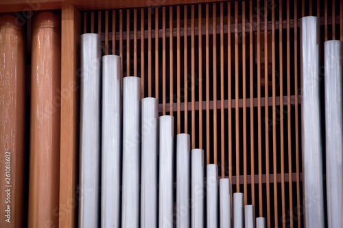 A pipe organ in the concert hall.