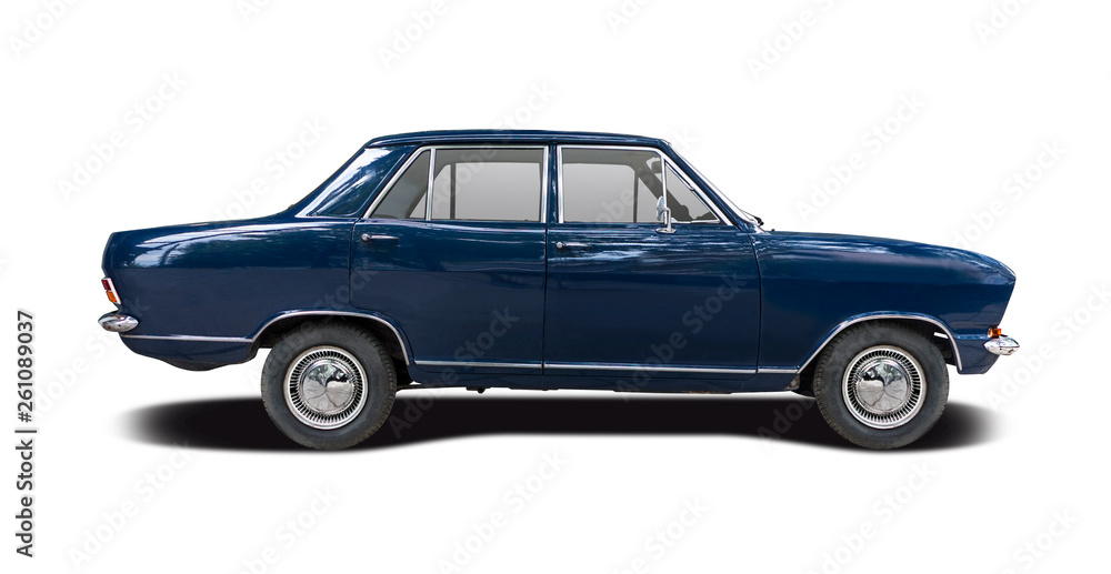 Classic German family car isolated on white