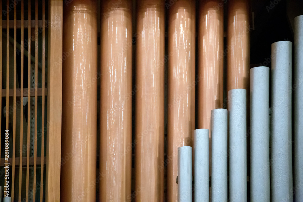 A pipe organ in the concert hall. A pipe organ in the concert hall.