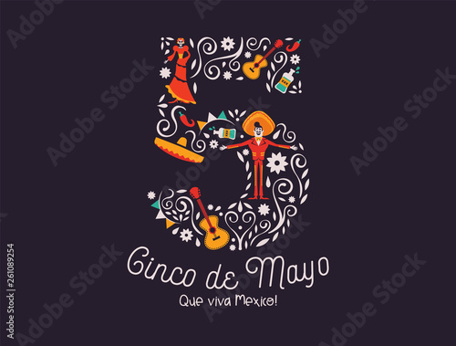 Cinco de Mayo May 5th card of mexican culture icon