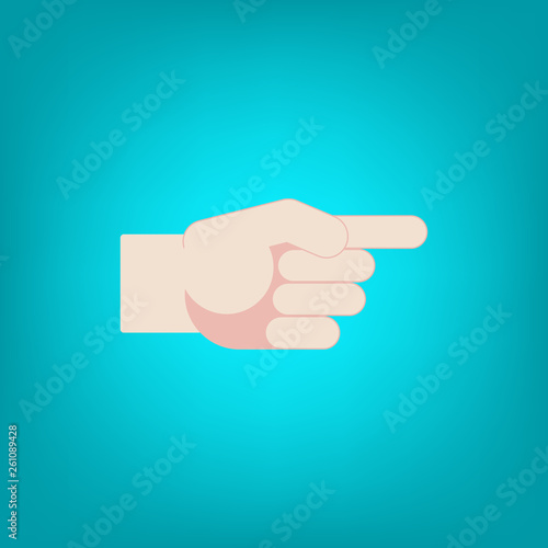 Hand with pointing finger. Vector direction sign