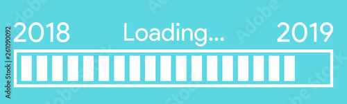 pixelated progress bar year 2018 to 2019 loading vector illustration
