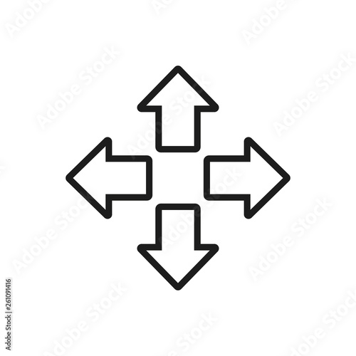 Four line arrows icon point out from the center. Vector.