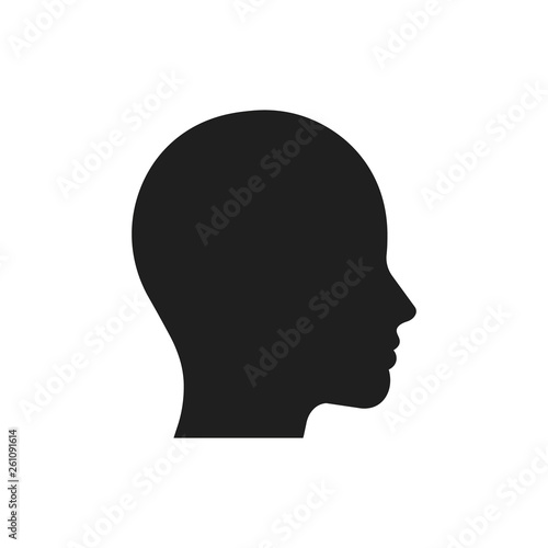 Head icon. Black silhouette of the profile. Vector illustration. Flat design.