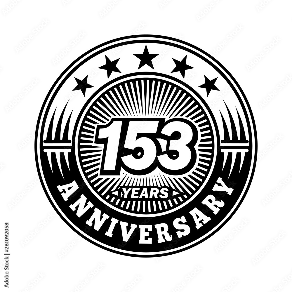 153 years anniversary. Anniversary logo design. Vector and illustration.
