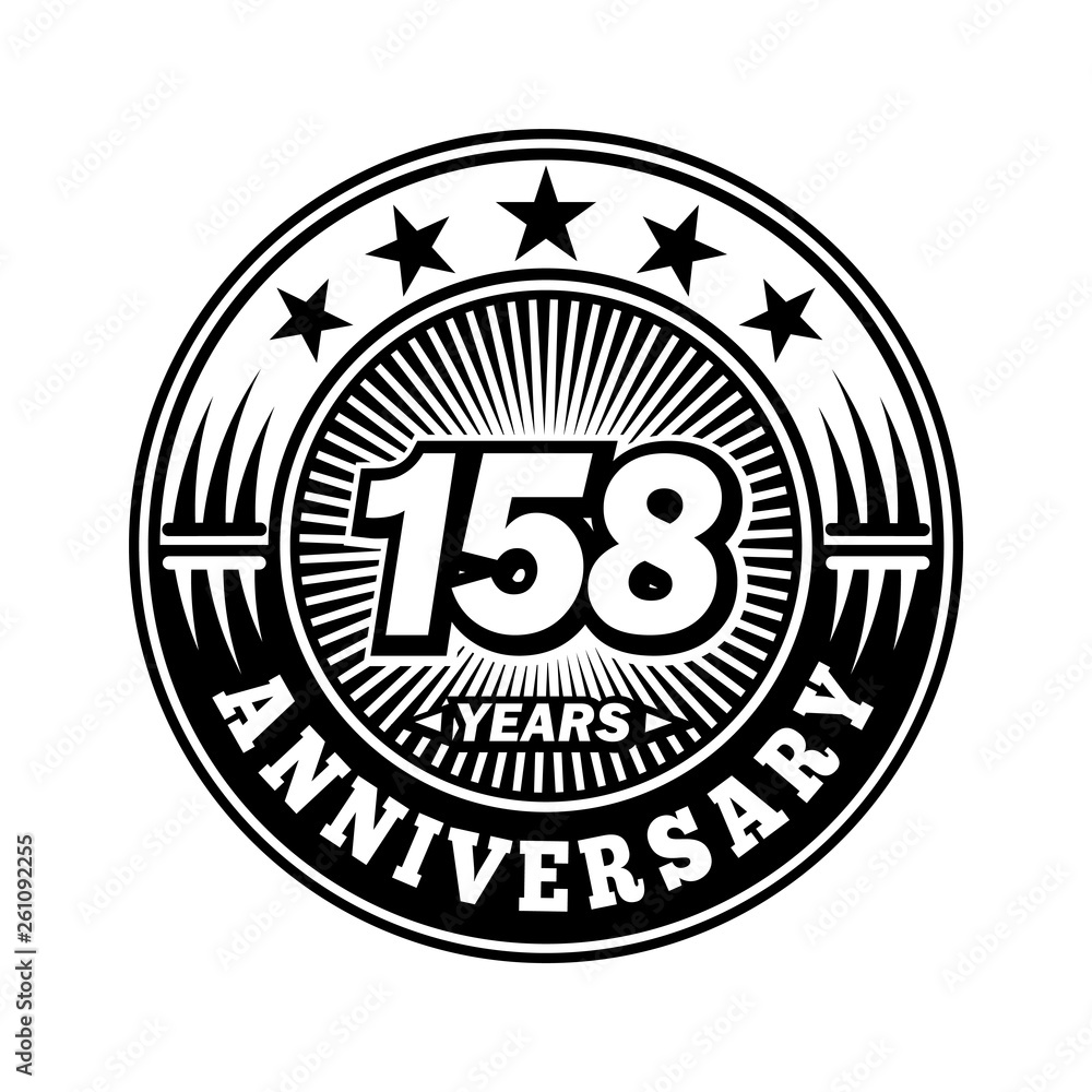 158 years anniversary. Anniversary logo design. Vector and illustration.