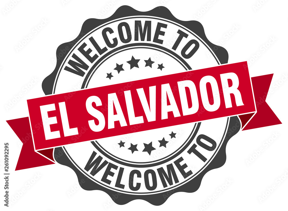Fototapeta premium El Salvador round ribbon seal