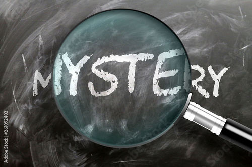 Принти на полотні Learn, study and inspect mystery - pictured as a magnifying glass enlarging word