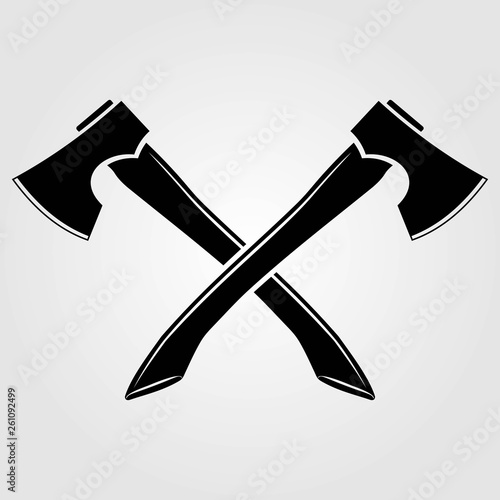 Crossed axes isolated on white background. Vector illustration.