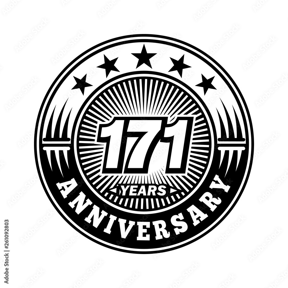 171 years anniversary. Anniversary logo design. Vector and illustration.